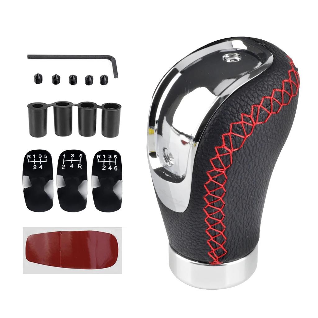 5/6 Speed Universal Replacement Manual Car Hoodie Gear Stick Shift Knob Modified Stick R PU Leather Gearshift Head Gear Knob Set