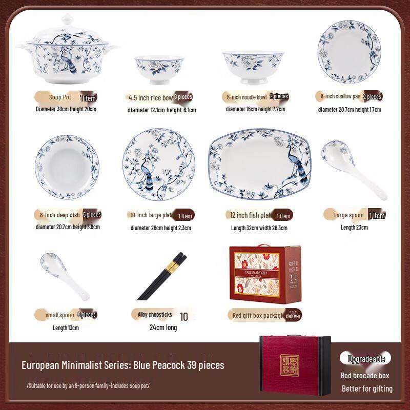 Mode Lanka Blue Peacock Ceramic Dinnerware Set