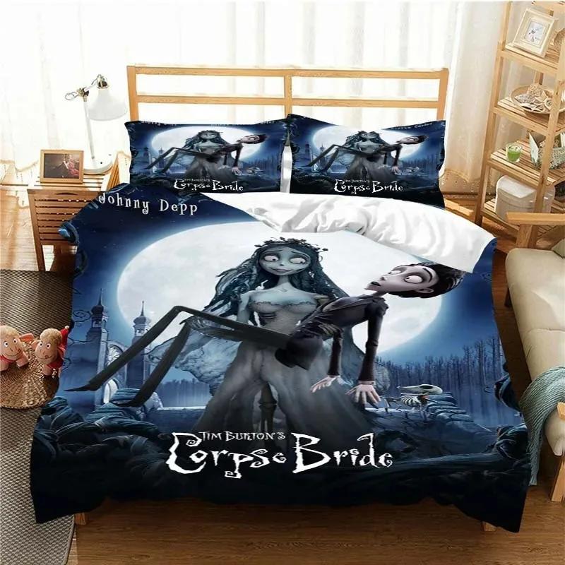 Love Animated Film Corpse Bride Bedding Set Single/Twin King Duvet Cover Home Bedroom Decor Bedspread Pillow Cover