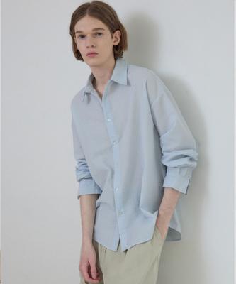 Wednesday Oasis Summer Seersucker Loose St Shirt_Light Blue(W25-Tp23)