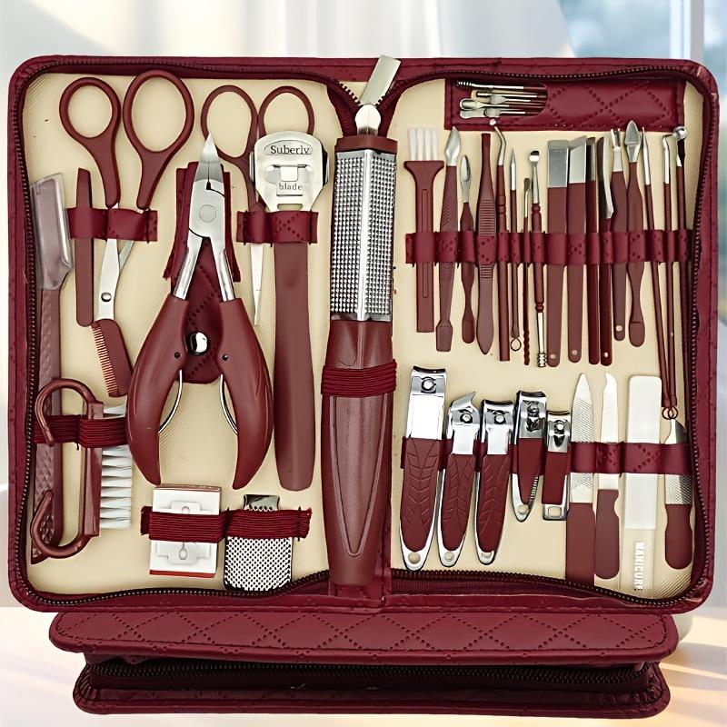 A Set of Extra Large Zipper Bag Stainless Steel Nail Kit, Suitable for Nails, Toenails And Eyebrows, Men'S And Women'S Beauty Care Tools, Nail Tools
