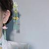 New Chinese Lotus Water Drop Pendent Long Delicate Tassel Dangle National Luxury Earring for Women Jewelry Gift