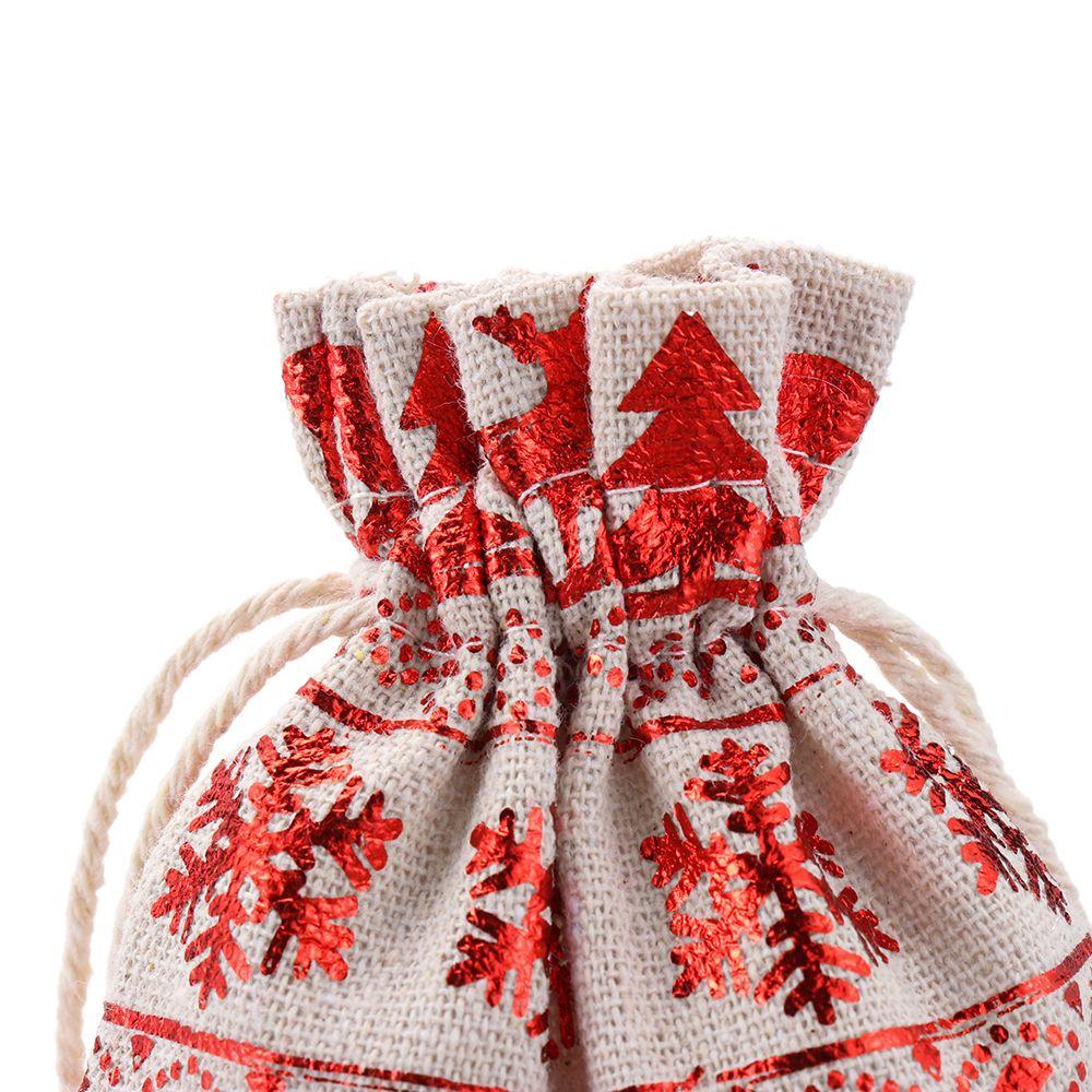 Plain Elk Snowman Wedding Favor Drawstring Pouch Merry Christmas Candy Organizer Jute Gift Bags