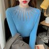 Unterziehpullover Damen Spitze Strass Slim Fit Vielseitiger Pullover Sweater Top Pulli Herbst und Winter Outfit