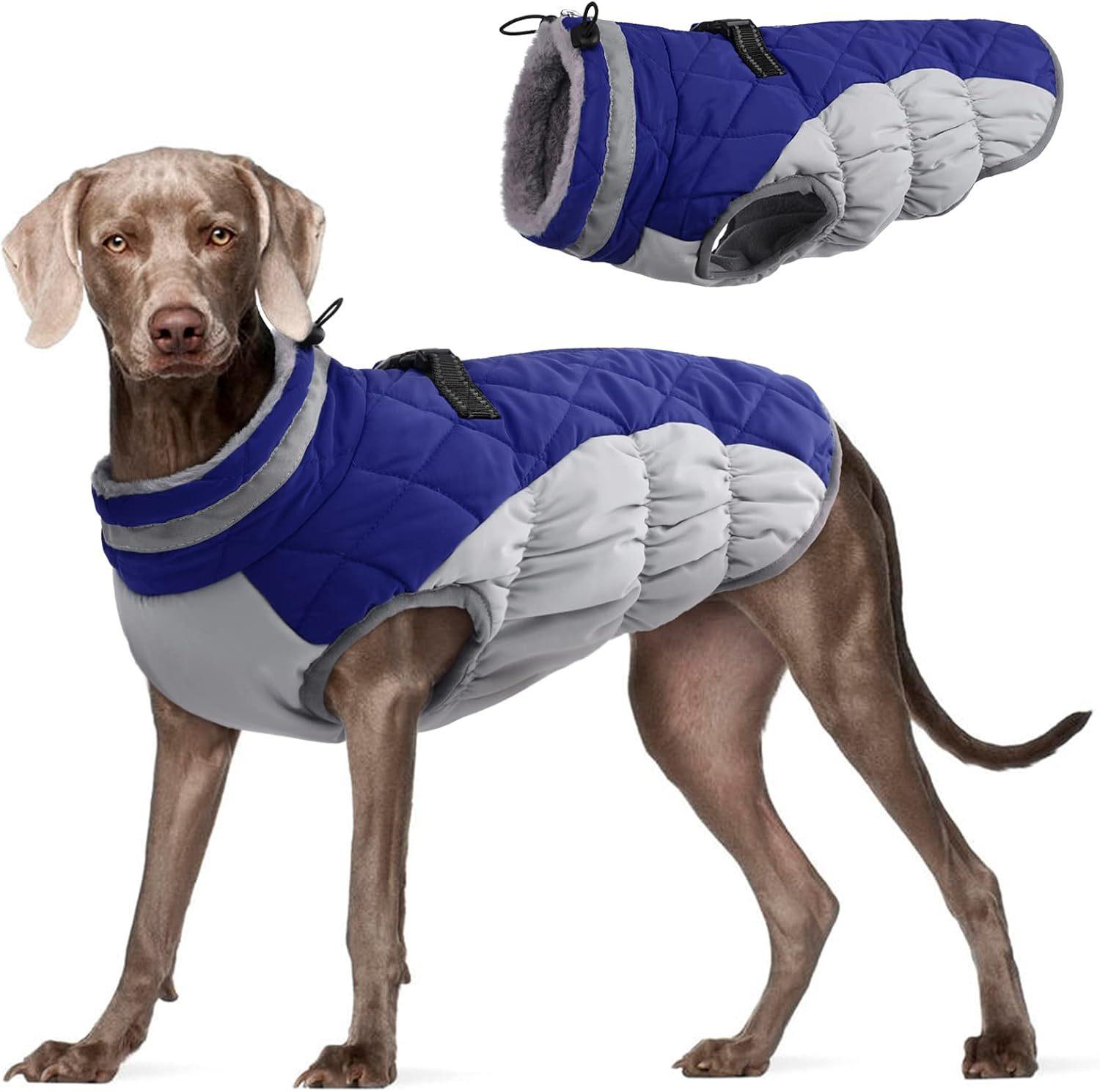 

Large Dog Winter Clothes Thickened Warm Dog Cotton-padded Clothes Windproof Comfortable Coats for Dogs Pet Products Supplies XS синьо сірого кольору