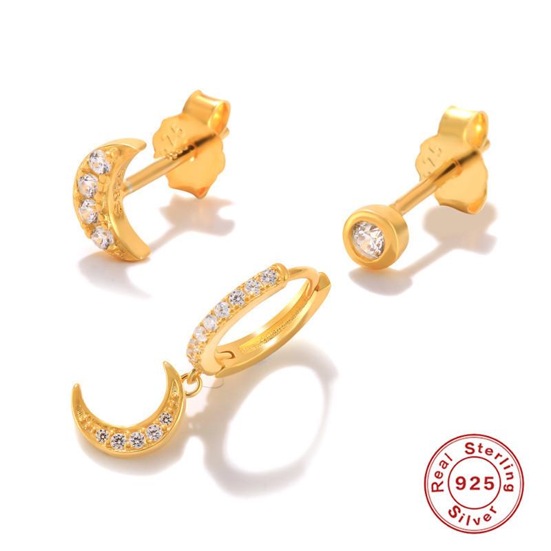 

Серьги из стерлингового серебра 925 пробы, набор из 3 штук, комбинированный набор серег-пуссет, серьги-кольца с бахромой, классические квадратные серьги-кольца, серьги-наушники 925 Silver