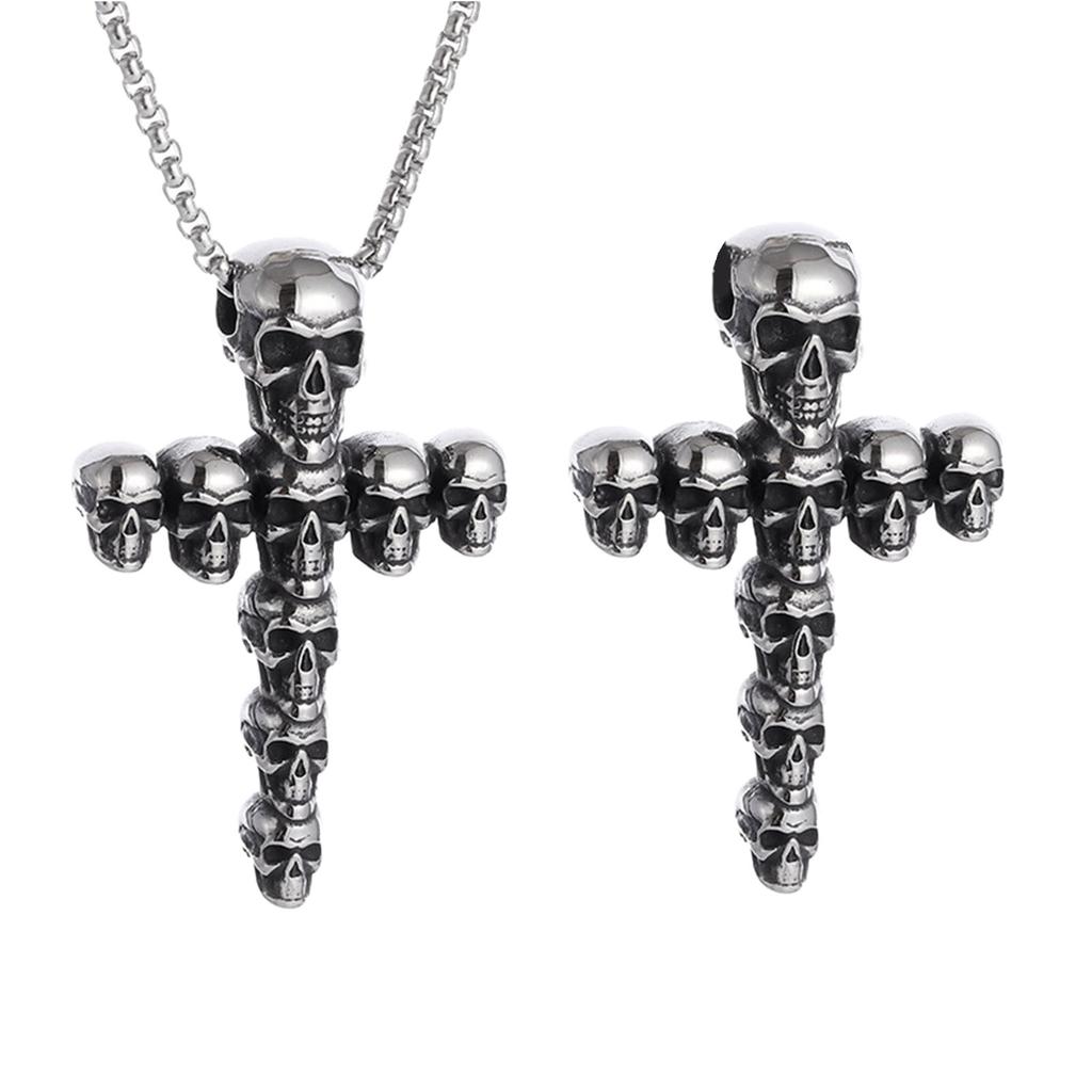 Vintage Skull Cross Pendant Necklace Gothic Jewelry With Adjustable Chain Unique Skull Jewelry Gift For Men And Women