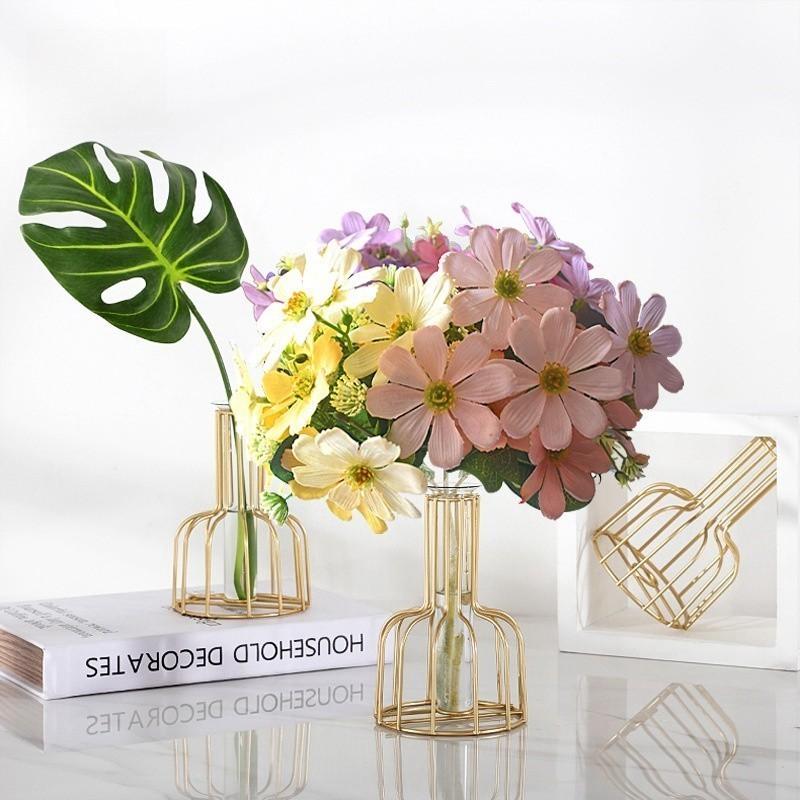 Small Fresh Natural Wind Simulation Flower Daisy Princess Persimmon Home Decoration Flower Arrangement Ornaments  Arrangements Photography Props