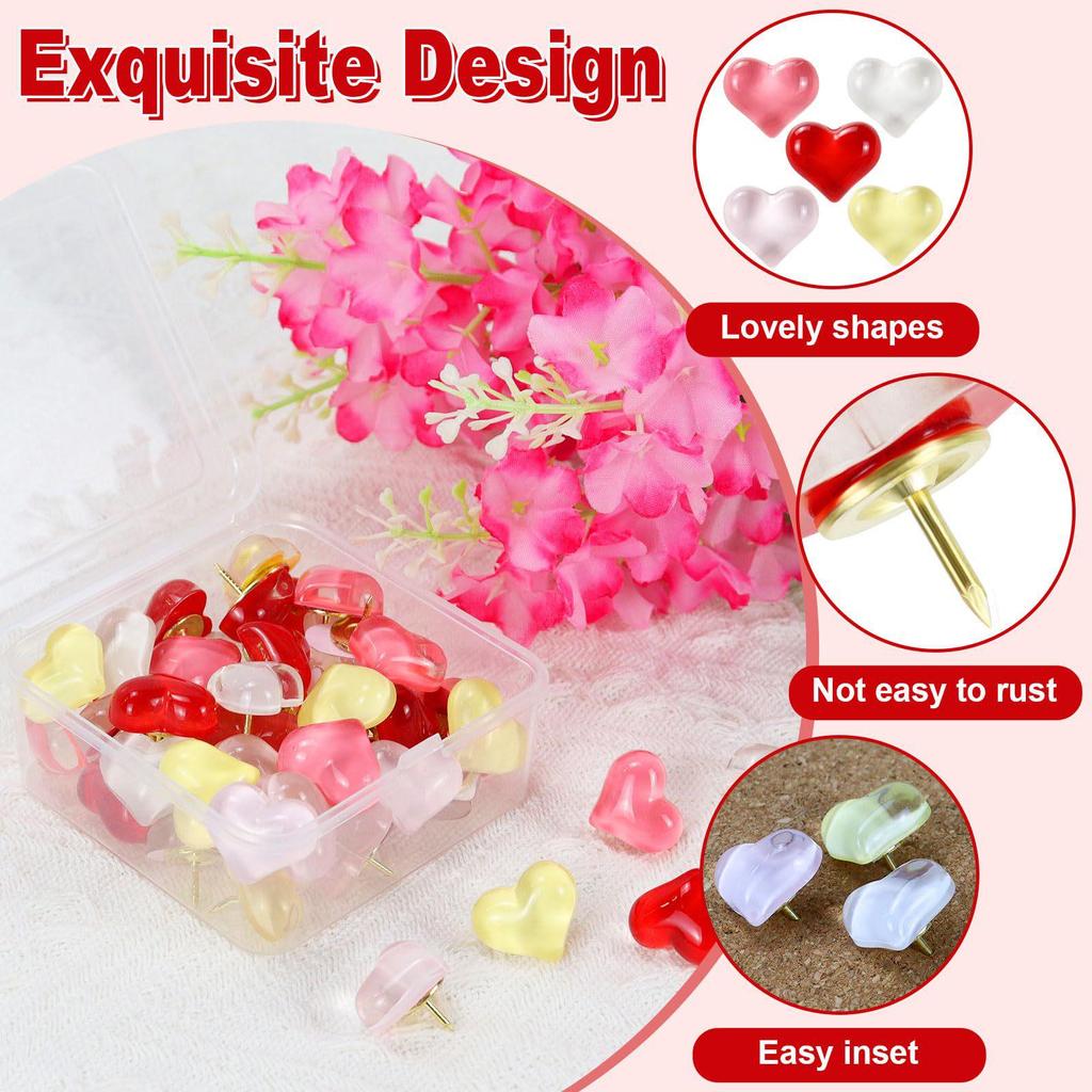 Creative Colorful Heart Pushpins Felt Bulletin Board Decoration Thumbtacks