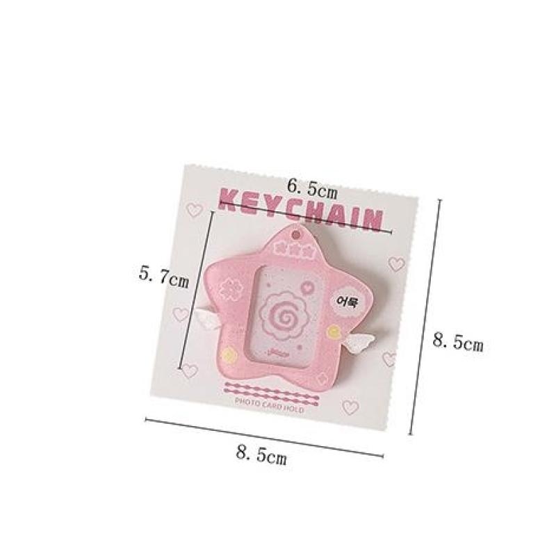 Ins Style Korean Style Pentagram Wings Hard Card Folder Brick Acrylic 1 Inch Id Photo Storage Display Pendant Keychain Ornaments