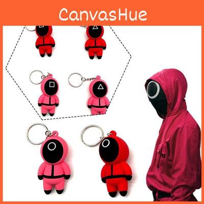 Durable Squid Game Keychain Red Guard Staff Worker Figure Key Ring Charm