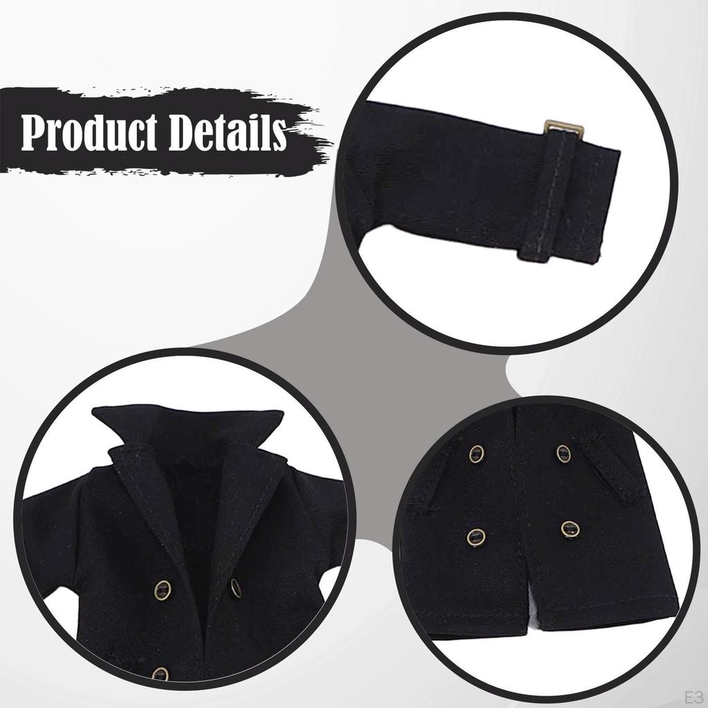 1/12 Figure Clothes Trench Coat Kids Gifts Cloth Windbreaker Mini Doll Model Costume for 6" Male