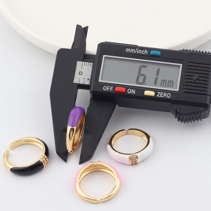 6 Colors Simple Style Colorful Enamel Ring Paved With Shiny Rainbow Cubic Zircon Stone Fashion Wed Engage Ring For Women