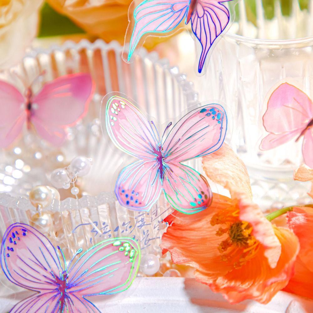 Handmade Butterfly Flower Sticker Decorative Ice Crystal Collage Decals  Goo Card
