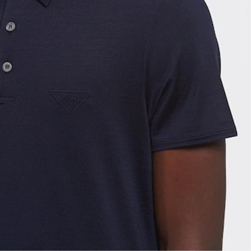 Prada Polo Shirts Men's Blue Polo Collar Moderate Straight Fit UJN714-1YDQ-F0124-S-211