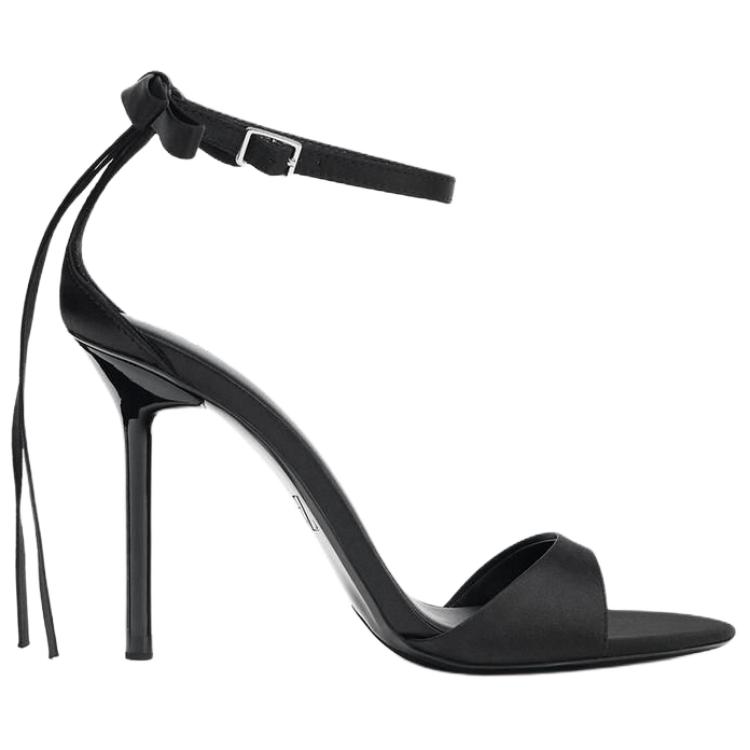 Zara Minimalist Fashion One-Strap Sandals 10.5Cm Women sandals Black 3301610800