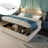 Upholstered Double Bed Storage Bed Box Reading Light USB Charging Headboard, Bed Frame Linen Material Youth Bed 160x200 Slatted Frame (With Mattress)