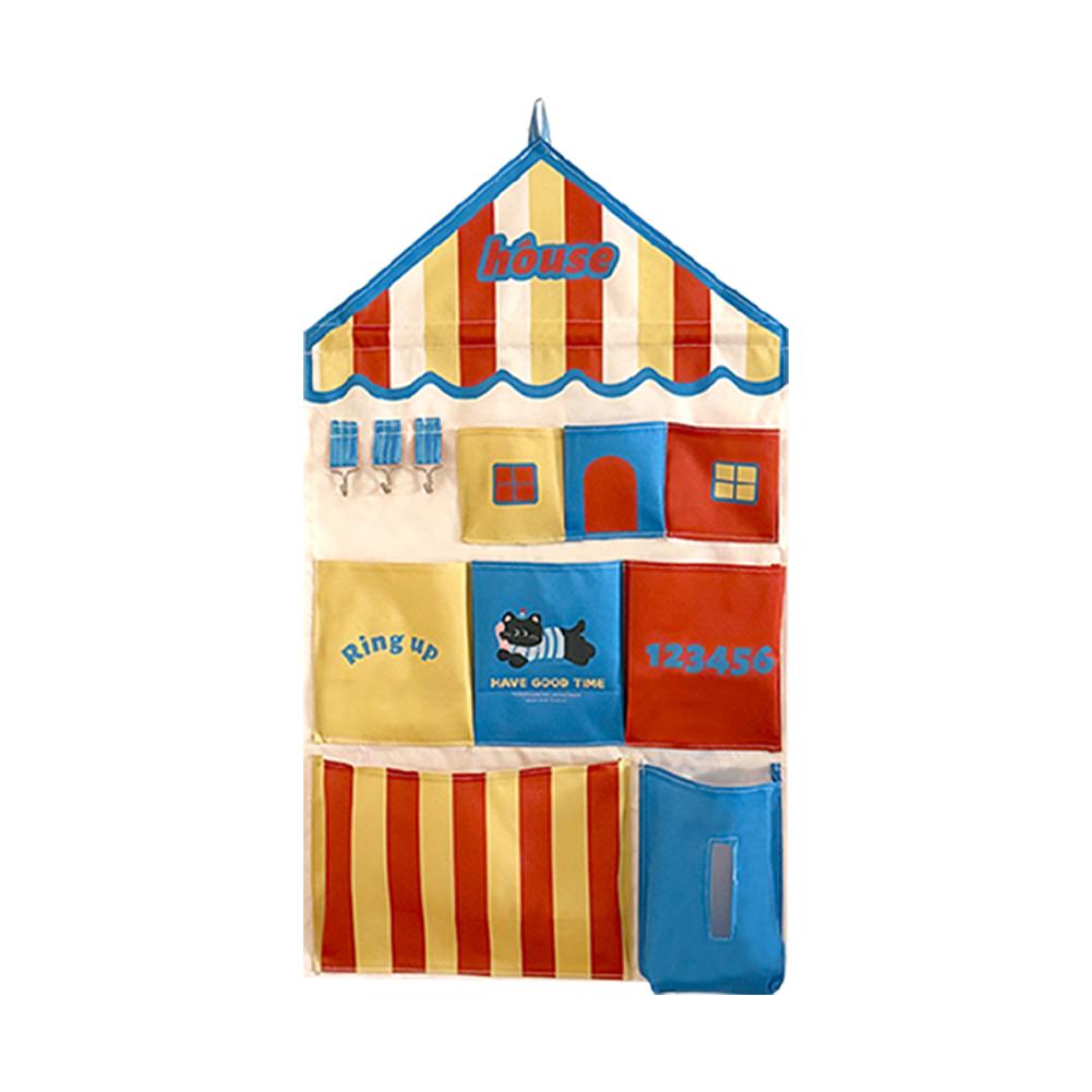 Hangende Zakken Organizer, Schattige Cartoon Huis Opbergtas, Geen Boren Wand Deur Hangende Pouch voor Huis Slaapzaal Badkamer Kleine Items red