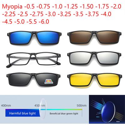 Lunettes de Soleil Magnétiques Myopie Petit Cadre Polarisées Clip-On Carrées Ultra-Légères Lunettes Vision Nocturne pour Femmes