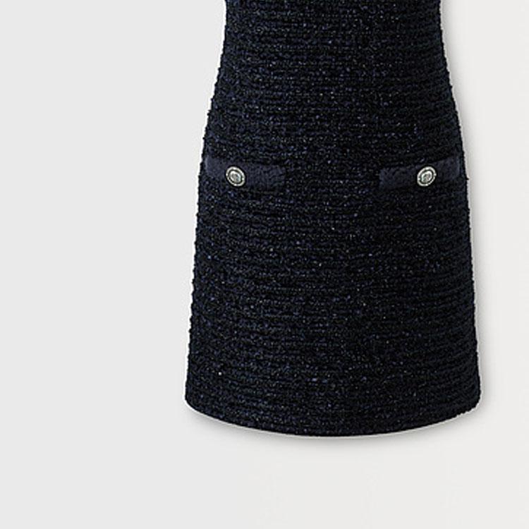 Karl Lagerfeld Minimalist Versatile Travel Solid Color Round Neck Short Casual Sleeveless Dress Women dresses Blue 236L1371