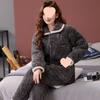 Pajamas women's winter warm winter fleece thickened coral fleece three layers of cotton autumn and winter women's loungewear