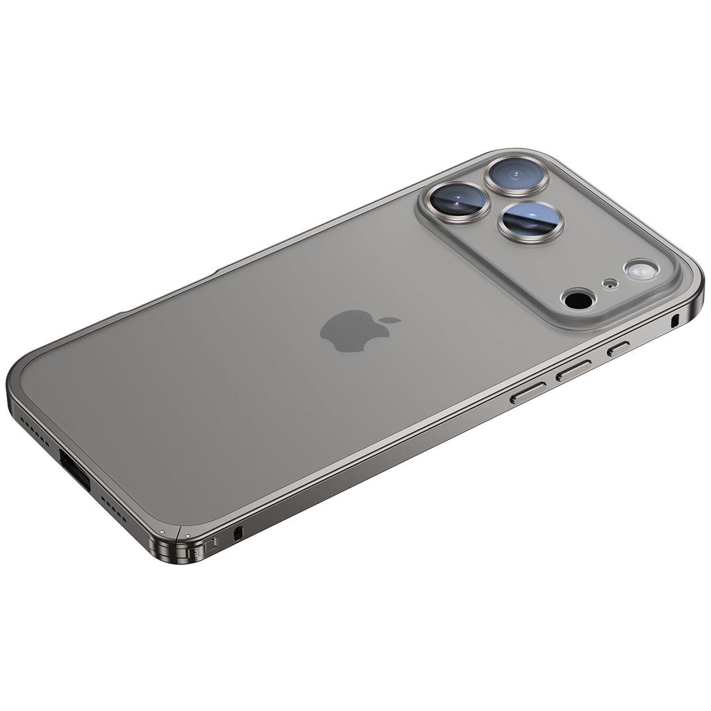 For iPhone 17 Pro Metal Clear Case Safety Lock Matte Anti-Fingerprint Back Cover
