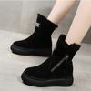 Short Booted Women 2023 Winter Matsuke Thick Sole Round Head Velvet Side Zipper Snow Boots Korean Fashion Cotton Shoes Women