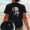 Spartan Warrior Helmet Spear Silhouette Design Motorcycle T-Shirt Double-Sided Print Men Casual Short Sleeve Summer Tops