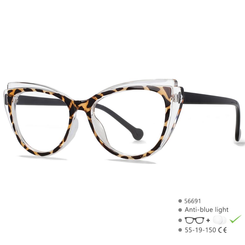 56691 Fashion Rainbow Optical Spectacle Frame Women Cat Eye Coloured Eyebrow Frame Anti Blue Computer Glasses