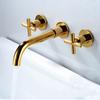 European Antique In-wall Brass Lavatory Basin Mixer Taps Bathroom Sink Faucet Hot and Cold Water Concealed Mounted Tap