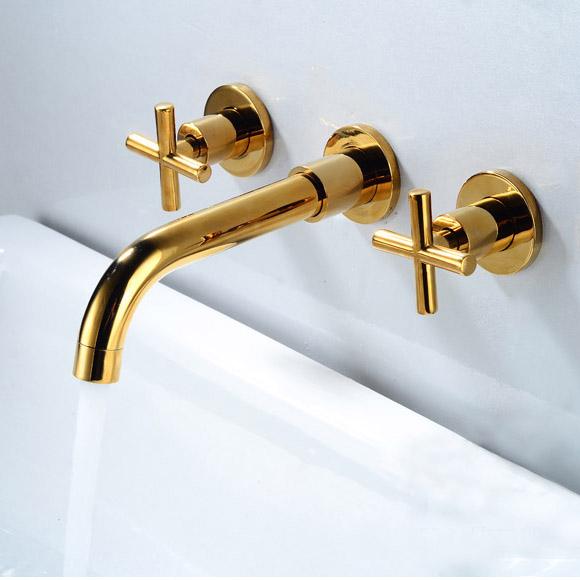 European Antique In-wall Brass Lavatory Basin Mixer Taps Bathroom Sink Faucet Hot and Cold Water Concealed Mounted Tap