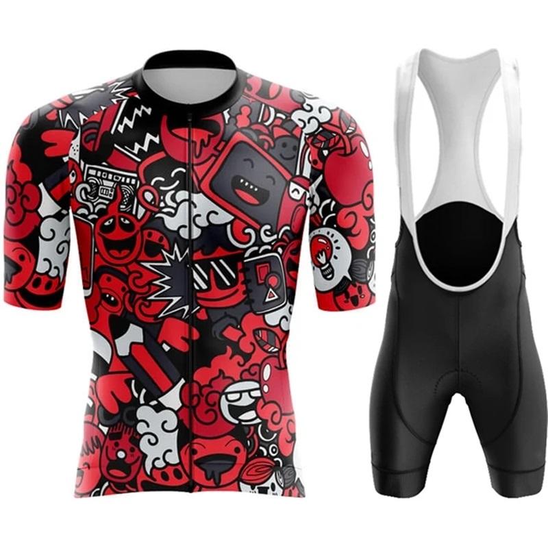 2026 Summer Breathable Cycling Suit Set Pro Team Cycling Clothing Man's MTB Bike Suit Short Sleeve Bike Clothes Ropa Ciclismo Hombre Cartoon