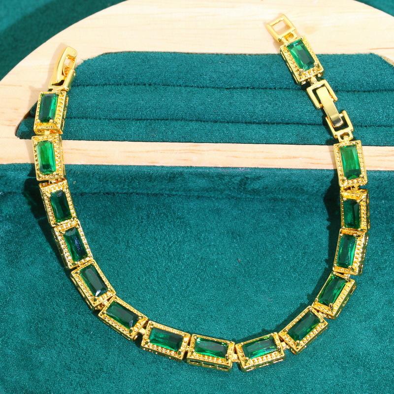 Korean Edition Jewelry Anti Allergic Zircon Bracelet Necklace Earring Ring Retro Jewelry Set