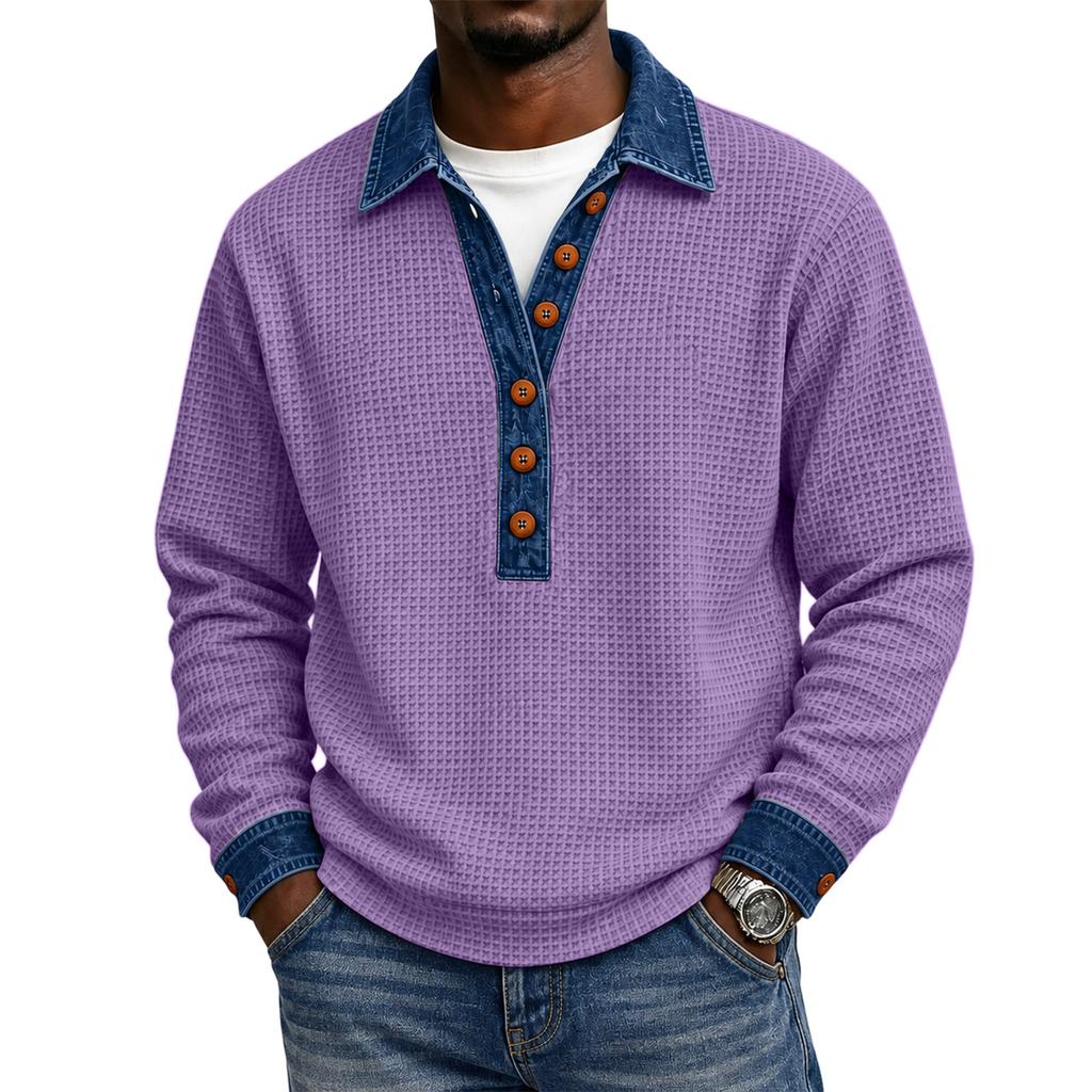 Herren Freizeit Pullover mit Knöpfen, Langarm, Lockerer Schnitt, Gestrickt, Farbe