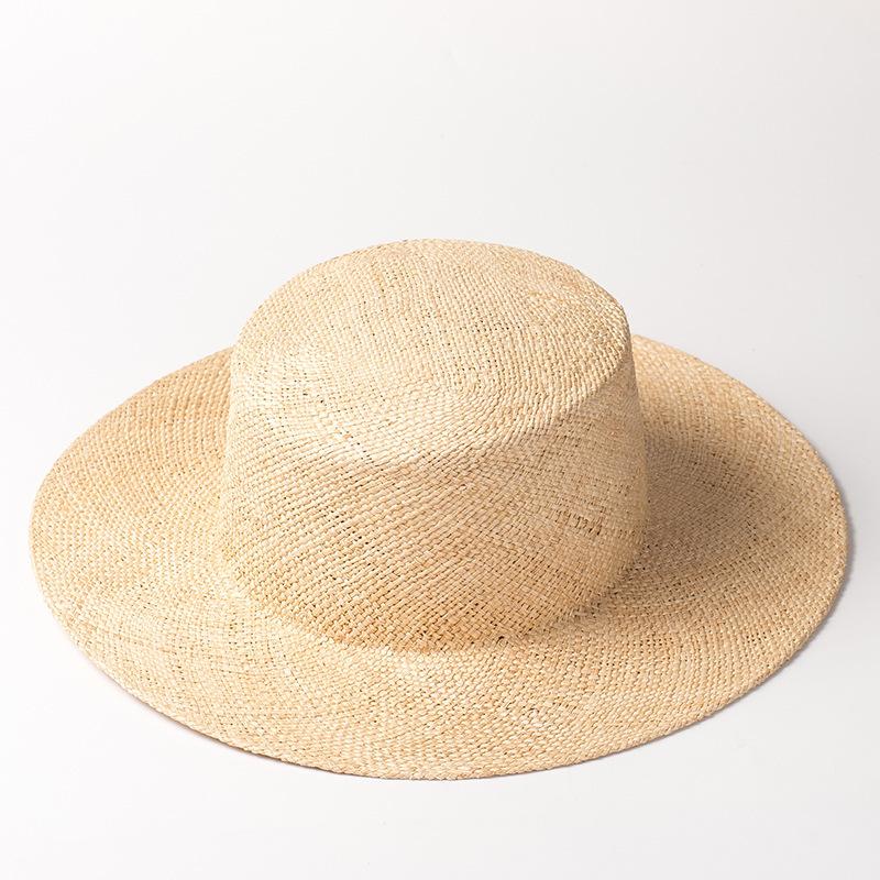 Niche Baocao Flat Edge Flat Top Straw Hat Women's Spring and Summer Travel Sunshade Sunscreen UV Ultraviolet Temperament