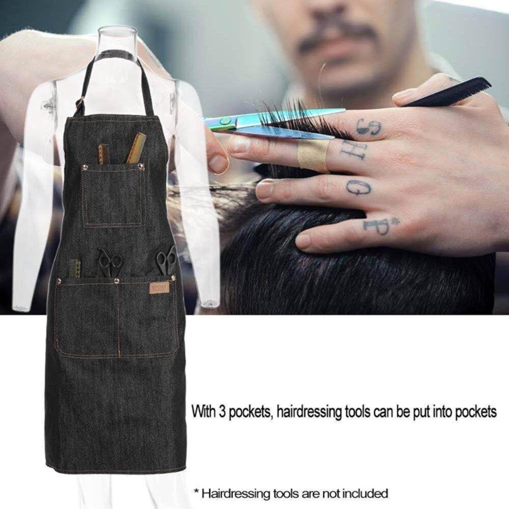 Lightweight Salon Working Clothes with Pockets Barber Cloth Wrap Denim Apron Uniform  Cooking