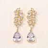 ZAKOL Water Droplet Leaves Copper Micro-set Zircon Women's Dangle Earrings Exquisite Fashion Bridal Wedding Charm Jewelry