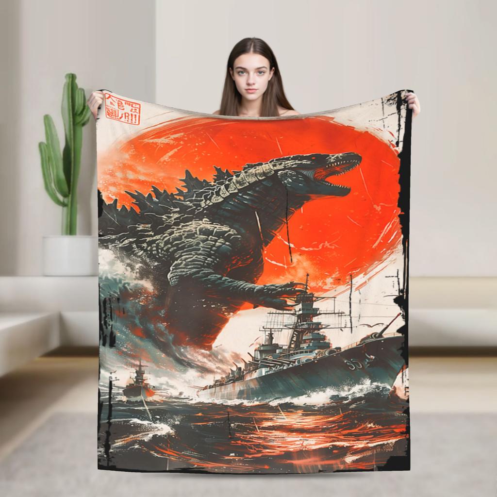 Godzilla Blanket Picnic Flannel Throw Blanket For Couch Bed Super Warm Custom Quality Bedspread Birthday Gift
