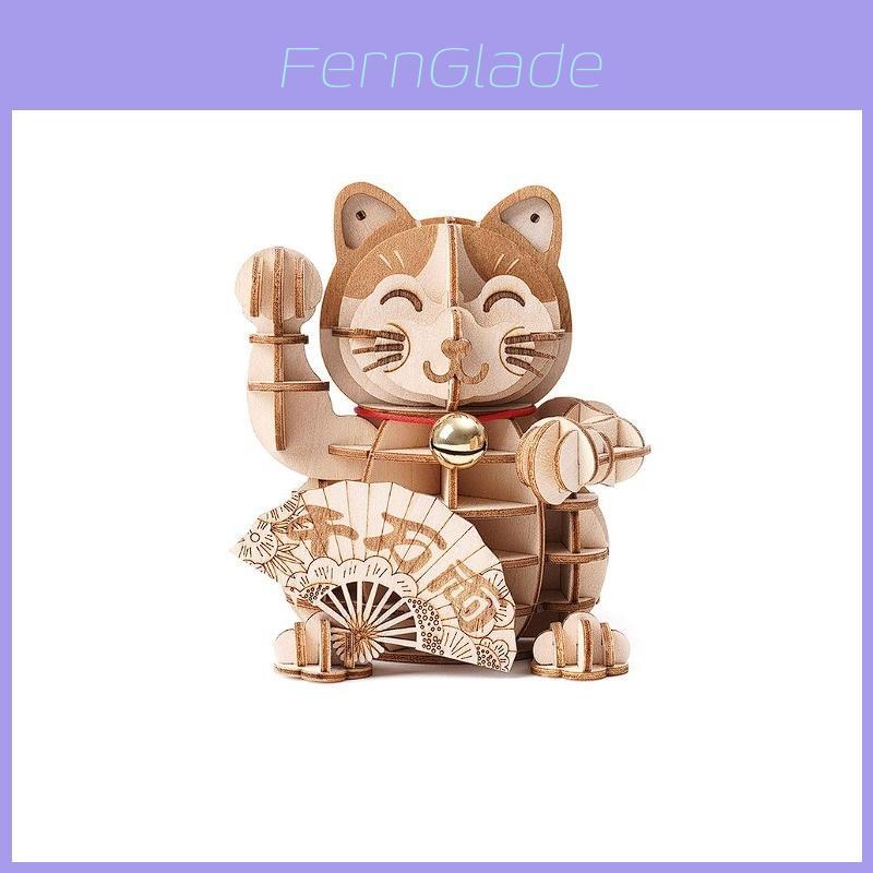 Wooden Lucky Cat 3d Puzzle Model For New Year Decor And Gift For Kids And Adults