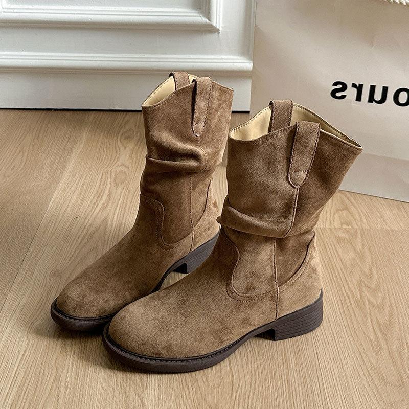 

Knight boots stack boots women s new Maillard western cowboy short boots women s medium tube Martin boots spring and autumn 35