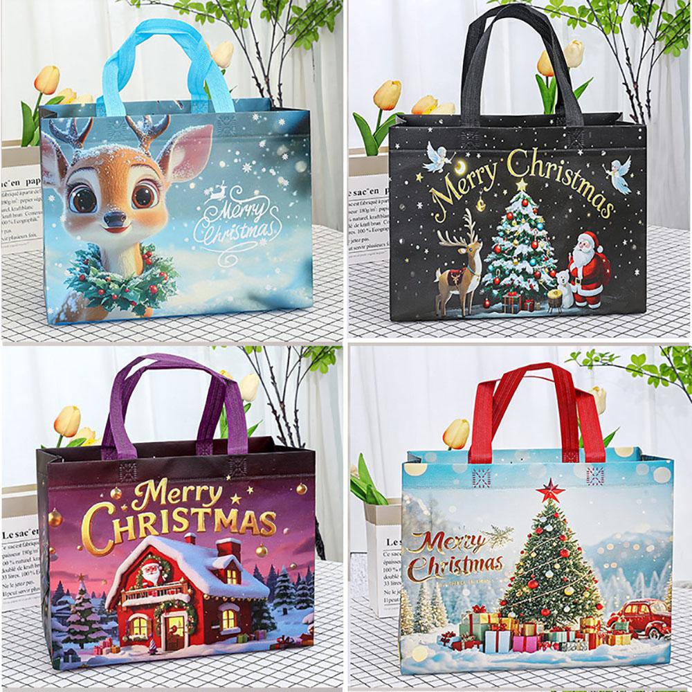 New Christmas Gift Bag Non-woven Santa Snowman Xmas Tree Tote Bags Candy Gift Packaging Bag Shopping Bag Xmas 2026 New Year Bags