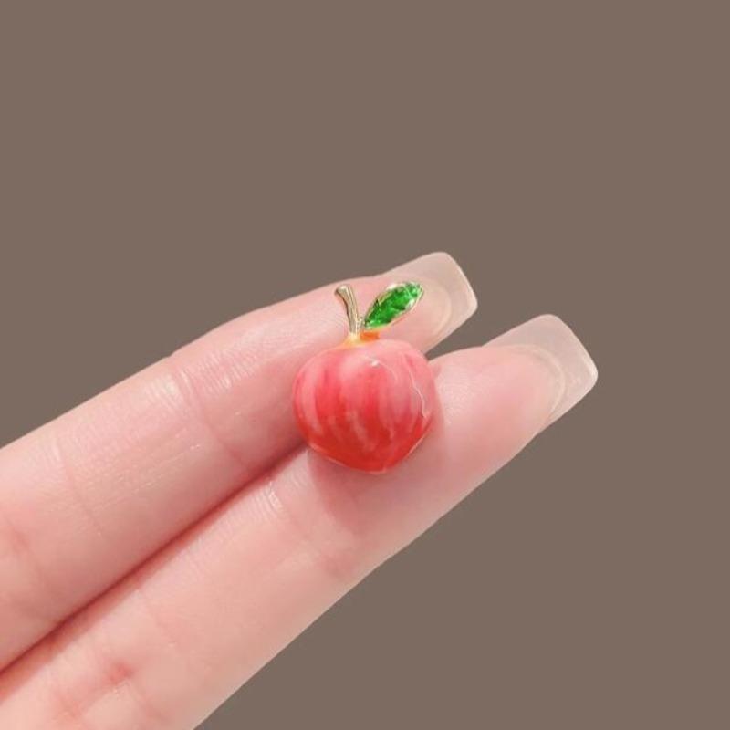 Cute Mini Peach Brooch Version Fashionable Fruit Brooch Creative Personality Jewelry Accessories Sweet Gift