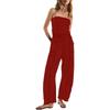 Women's Strapless Off-Shoulder Jumpsuit One-Piece Romper with Pockets