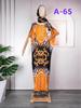 Color Block Chiffon Dress with Headscarf - Plus Size African Muslim Women's Long Robe