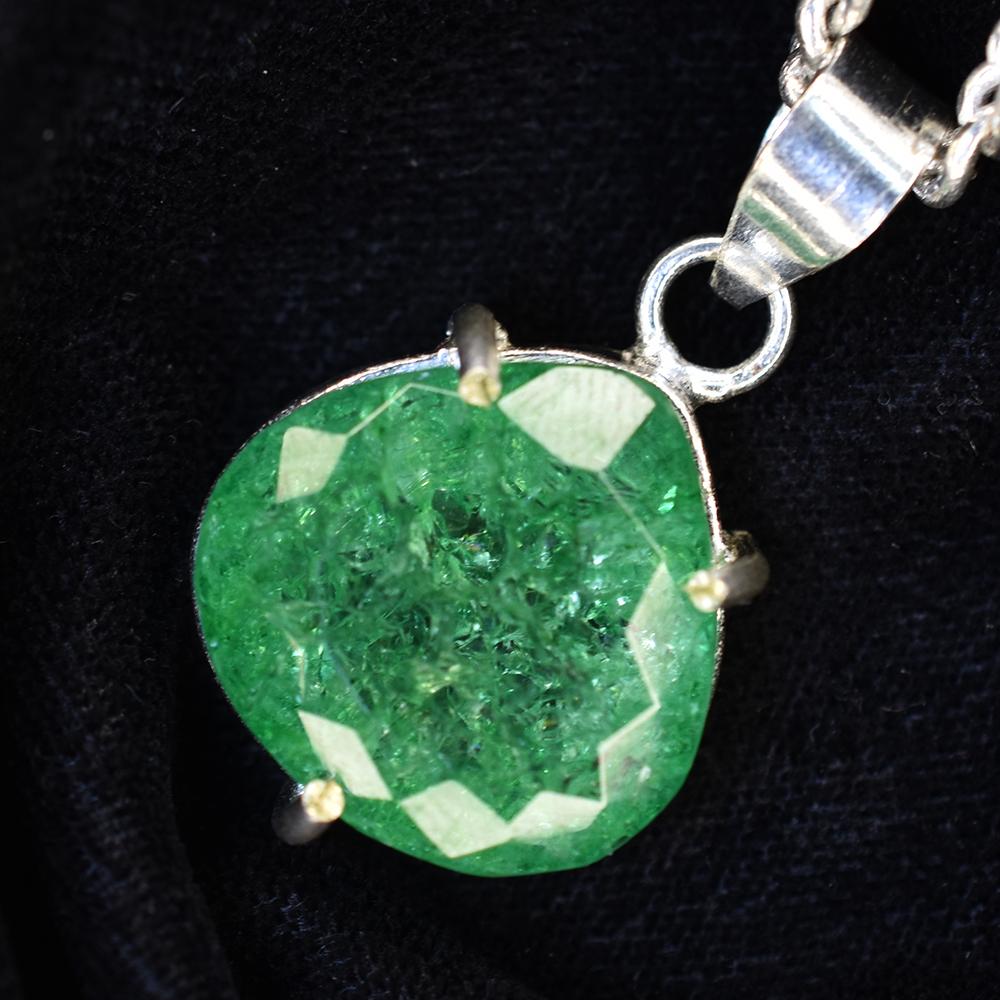 Beautiful Natural Emerald 41 Ct 925 Sterling  Silver CERTIFIED Pear Gems Pendant MY.PD-174-NS