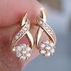 Cute Female Small White Round Stone Snowflake Stud Earrings Gold Color Zircon Wedding For Women