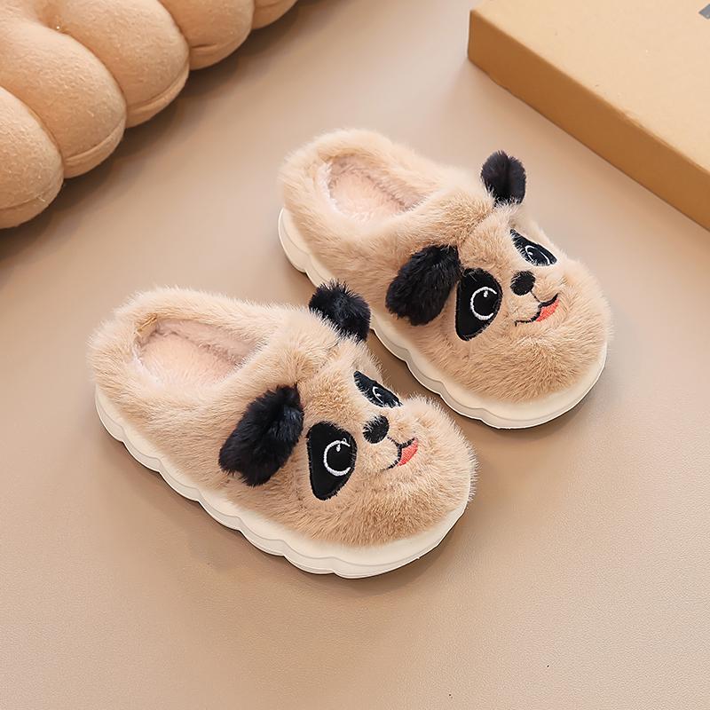 New Winter Cute Big eyed Rabbit Children's Waterproof Warm Non-slip Fluffy Slippers For Girls Boys Kids Indoor Home Cotton Shoes