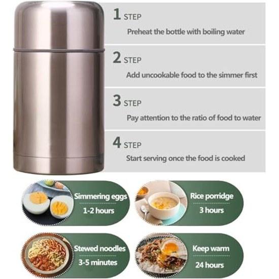 Bento LunchSnack BoxVacuum Insulated Food Jar 750ml 600ml Thermal Flask Stainless Steel Leak Proof Soup Containers Bag Cold(750ml)