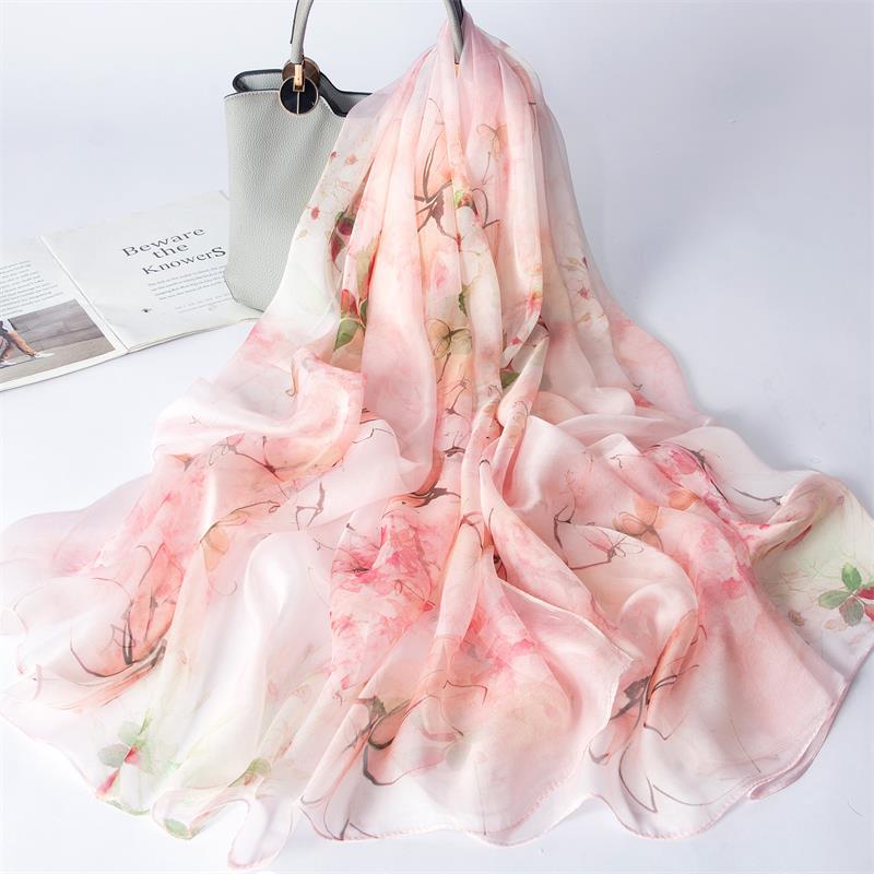 New 100% Mulberry Silk Silk Scarf Pure Chiffon Silk Scarf Shawl Exquisite Scarf Yarn