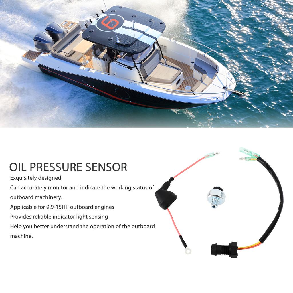Oil Pressure Sensor with Indicator Light Engine Oil Pressure Sensor for 9.9?15HP Outboard 65W?85410?01 62Y?82504?10 66M?82127?10